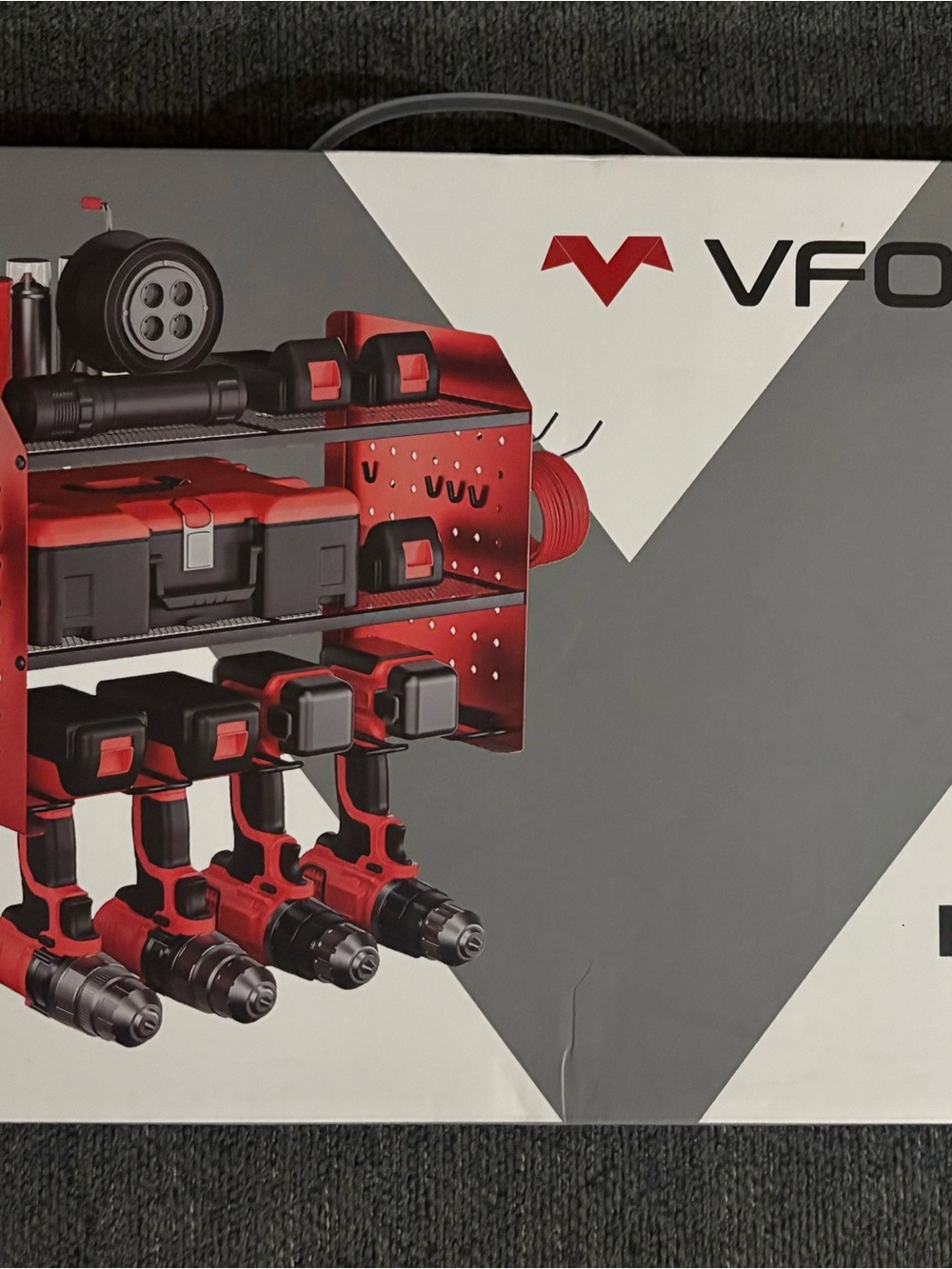 Red Cordless Drill & Accessory Rack Kit